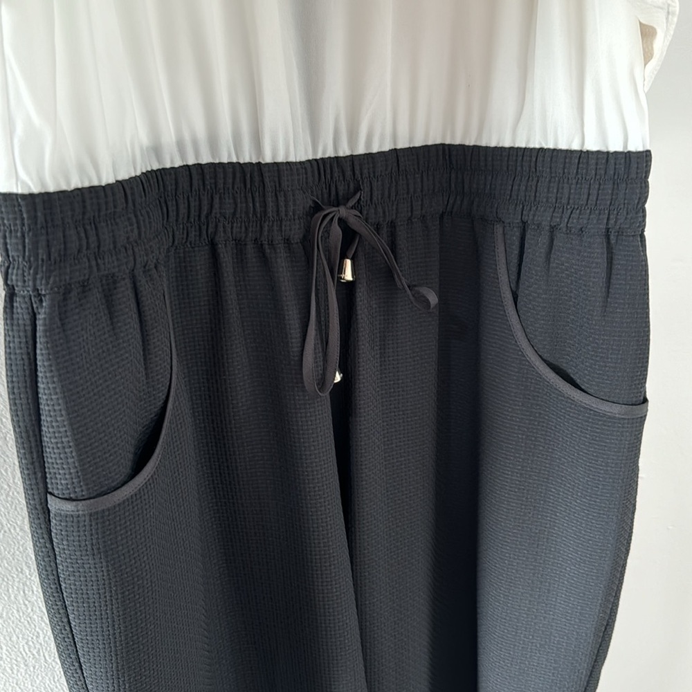 Ted baker heidy draped top black and white elastic waist jumpsuit - Picture 5 of 9